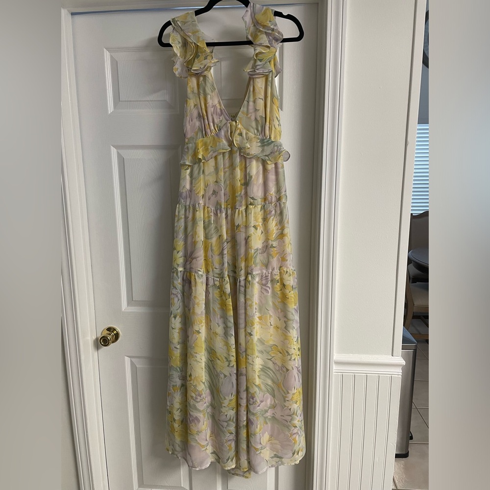 Aakaa Dress Floral Chiffon Maxi Dress